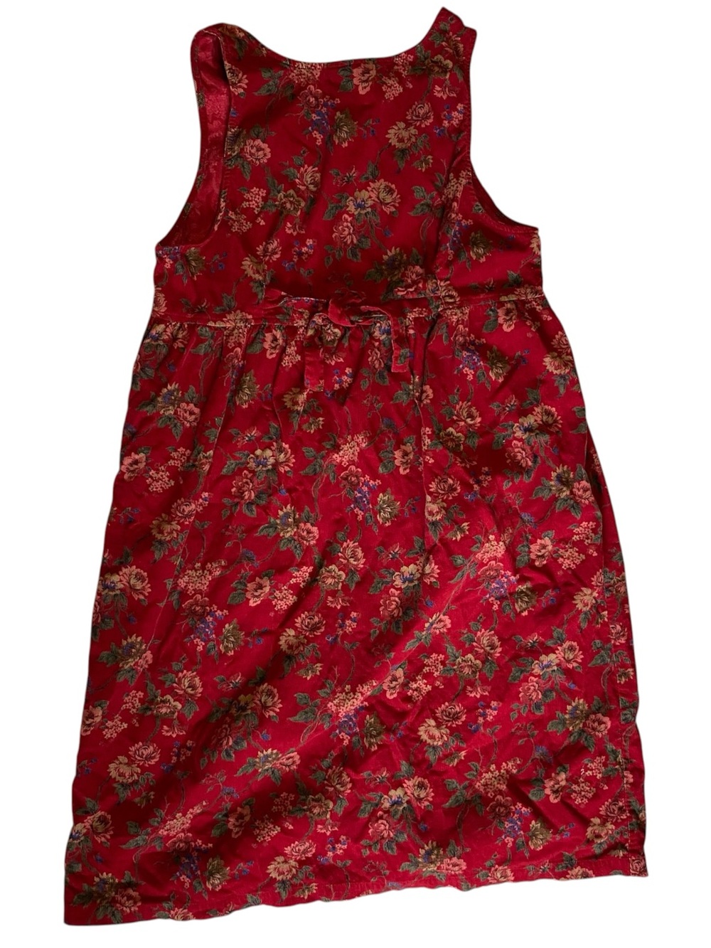 Vtg 90s Butter Mom Womens Sz M Red Floral Corduroy 100% Cotton Dress Cottagecore - Picture 2 of 6